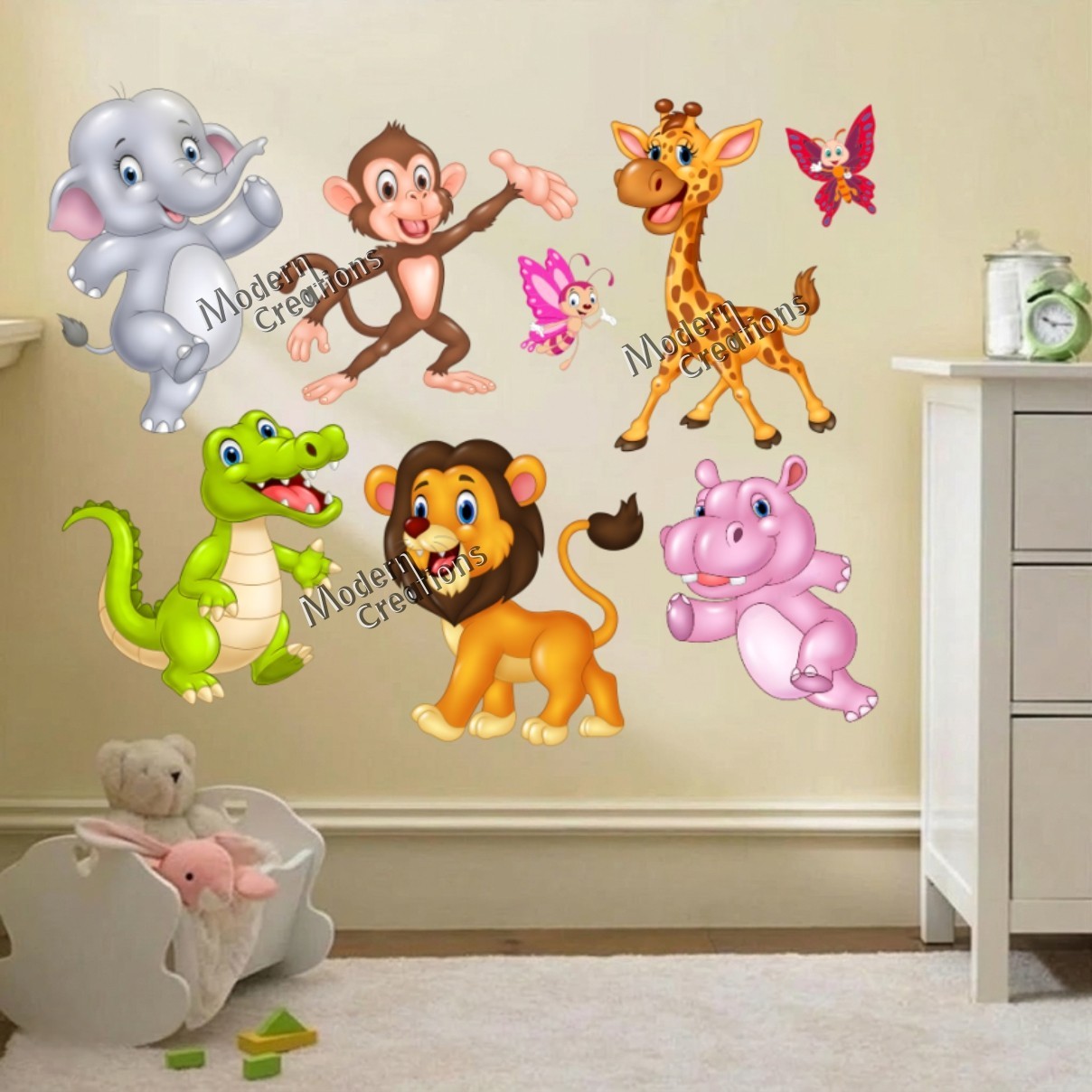 Jungle Animals Wall Decals Stickers Kids Room Nursery Decor Removable Waterproof