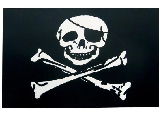 Jolly Roger Skull WINDOW CLING Decal Pirate Boat Flag Waterproof – 3 1/2 " x 5"