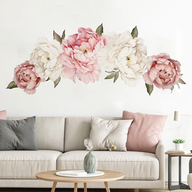 LARGE PEONY FLOWER PATTERN BEDROOM WALL STICKER MURAL DECALS HOME ART DECOR SPEC