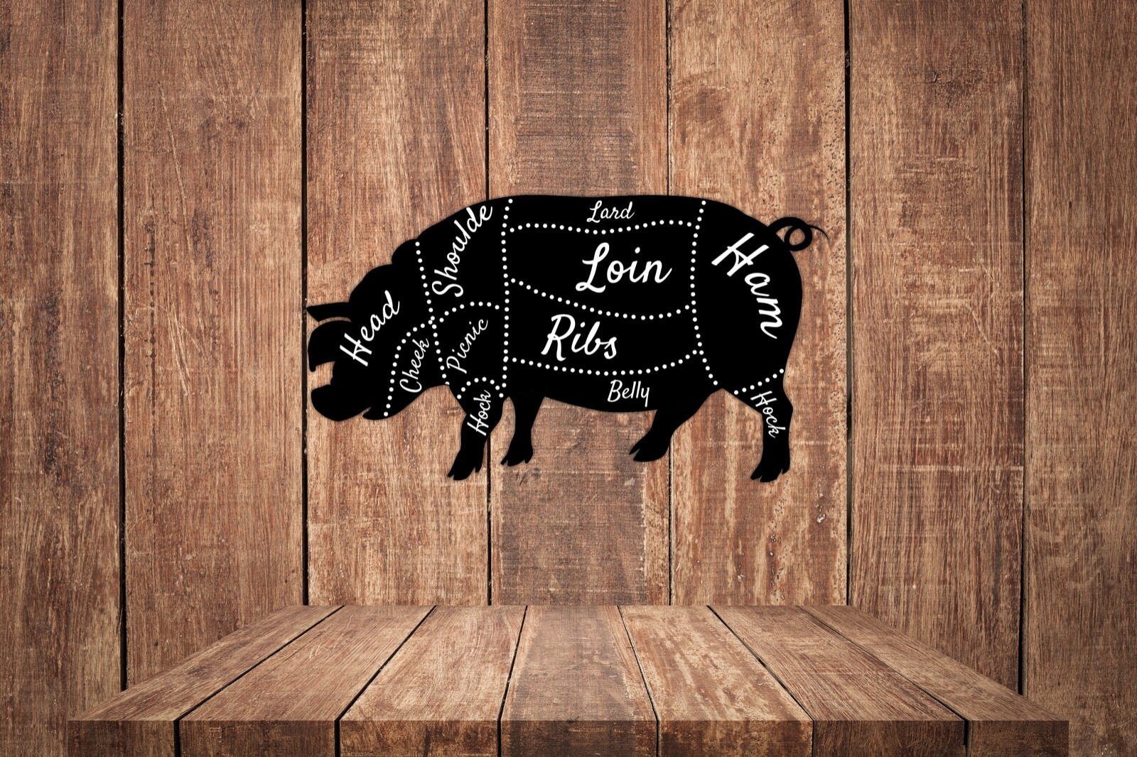 Restaurant Wall Decor Pig Pork Diagram Steak Cut Vinyl Sticker Decal Store Sign