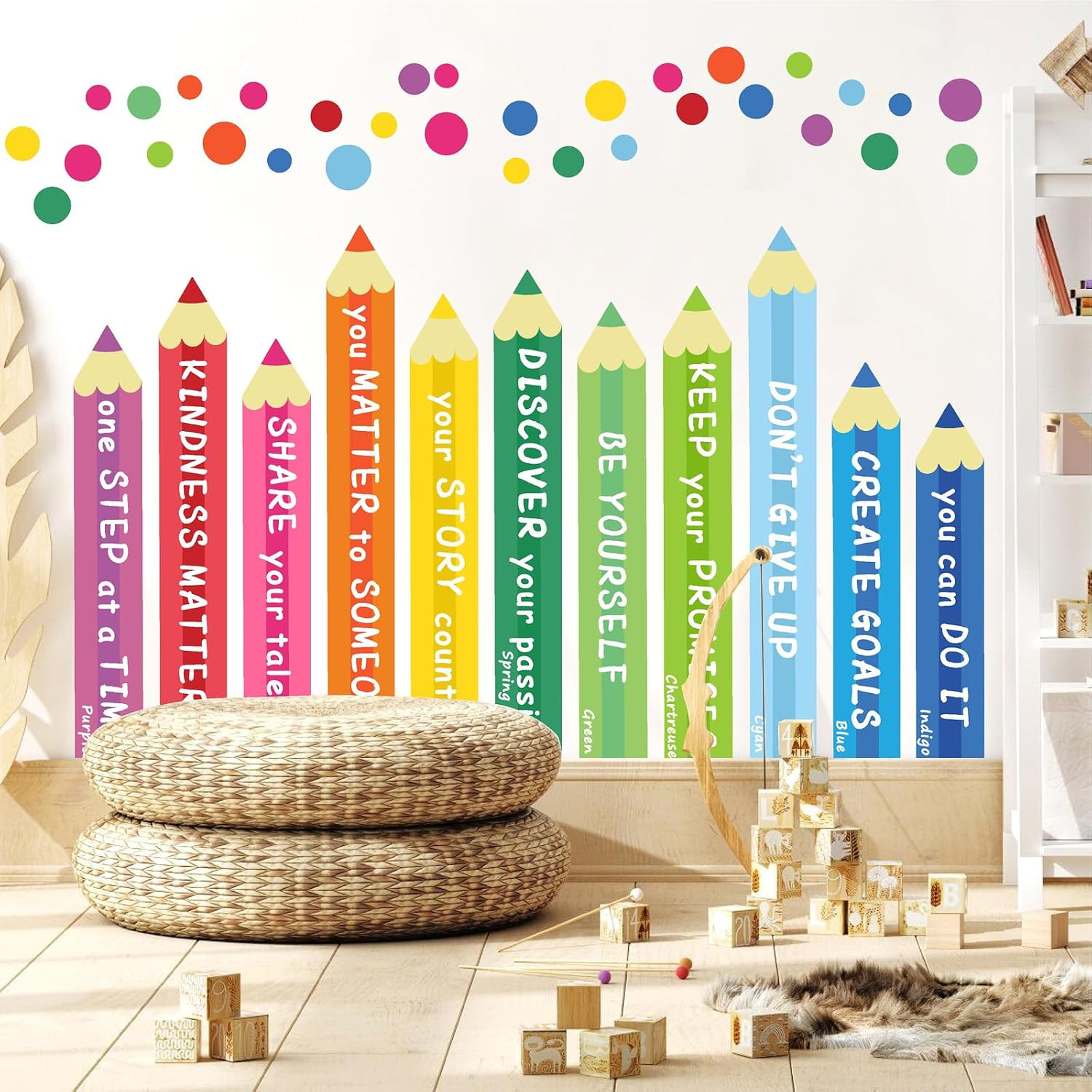 Colorful Kids Playroom Wall Decals – Staircase Door Art Sticker