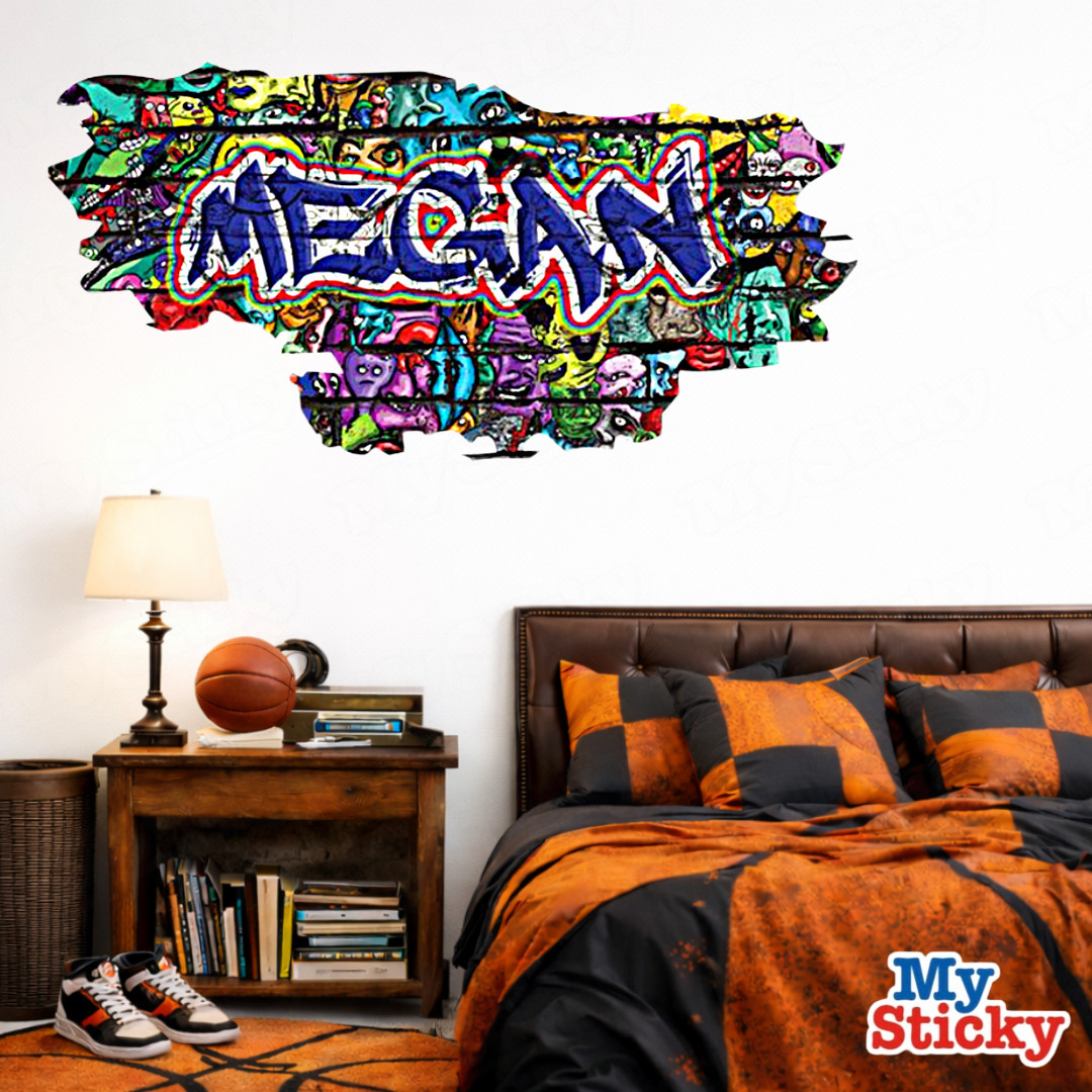 Personalized Graffiti Name Wall Decal Custom Bedroom Wall Sticker Mural Decor