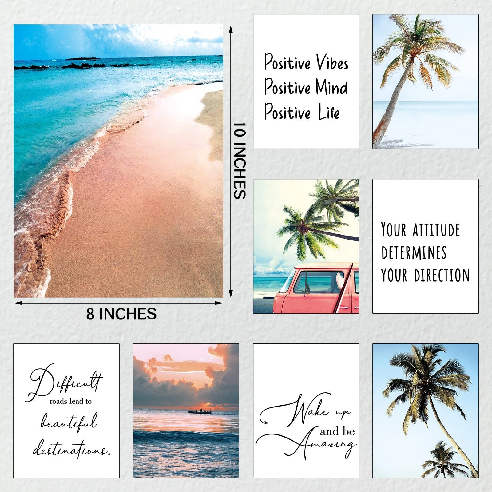 Chinco 9 Pieces Inspirational Beach Wall Art Office Motivational Quotes Wall …