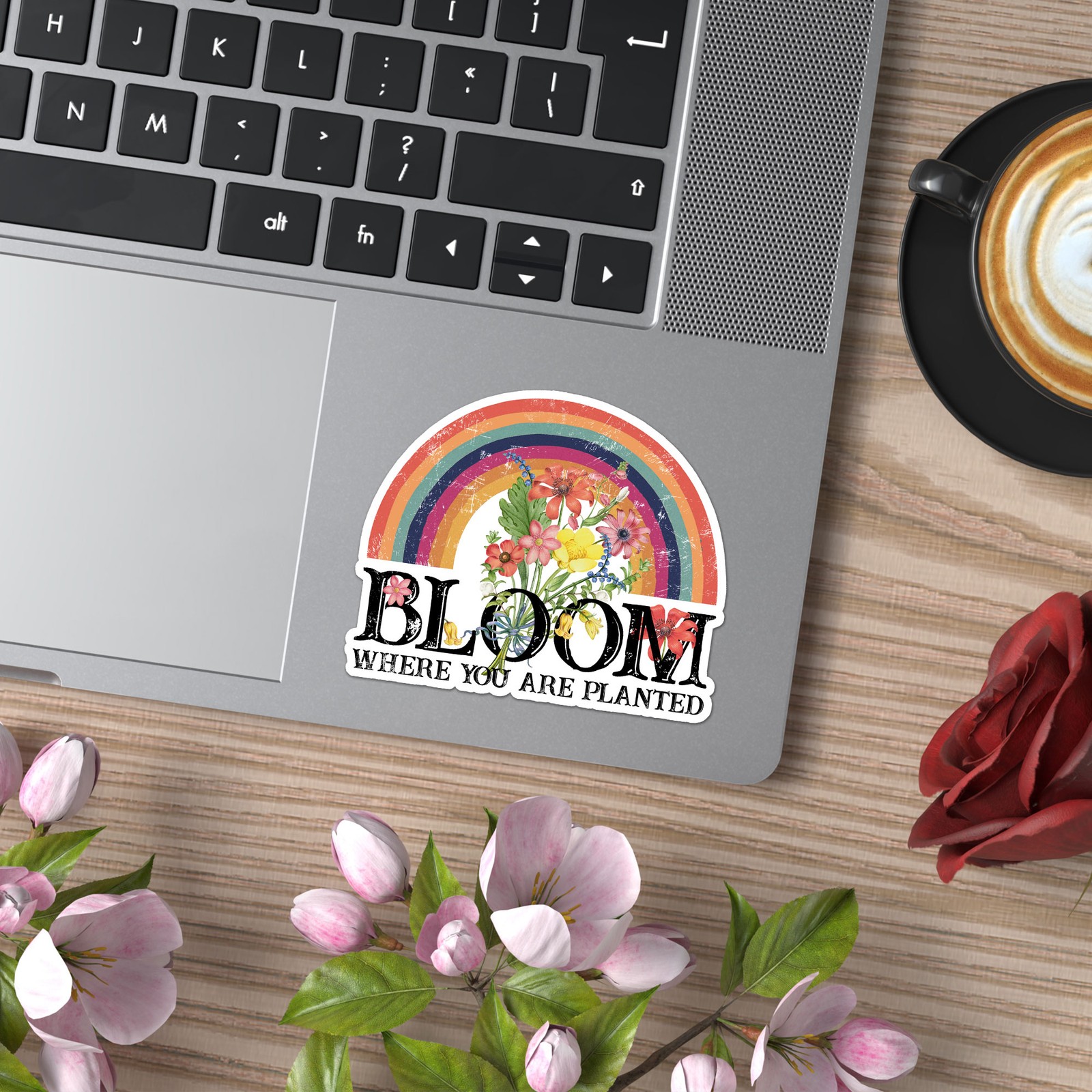 Rainbow Flowers Bloom – Vinyl Decal Sticker – Car Window Laptop – ebn8770