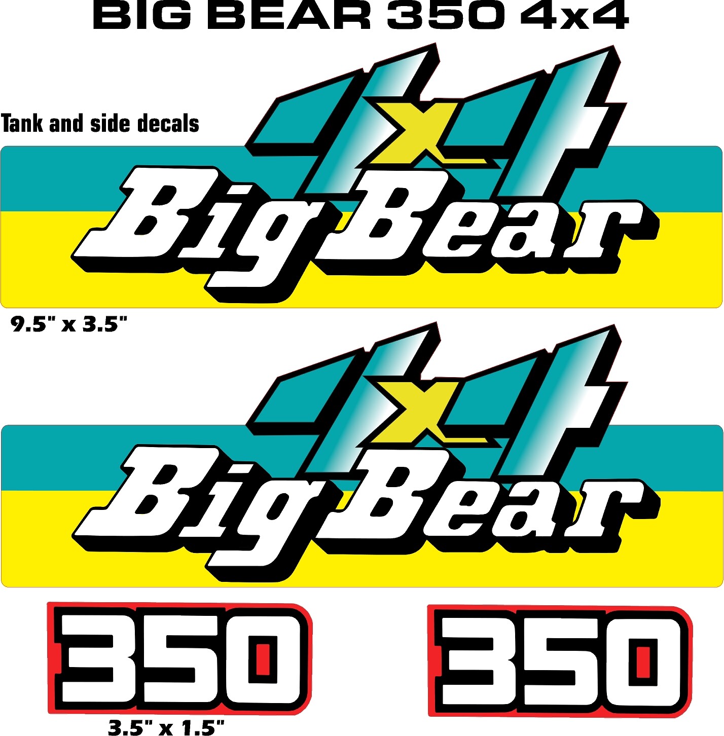 Yamaha BIG BEAR 4×4 2×4 350 OEM TANK Side Decal Graphic Sticker Plastic