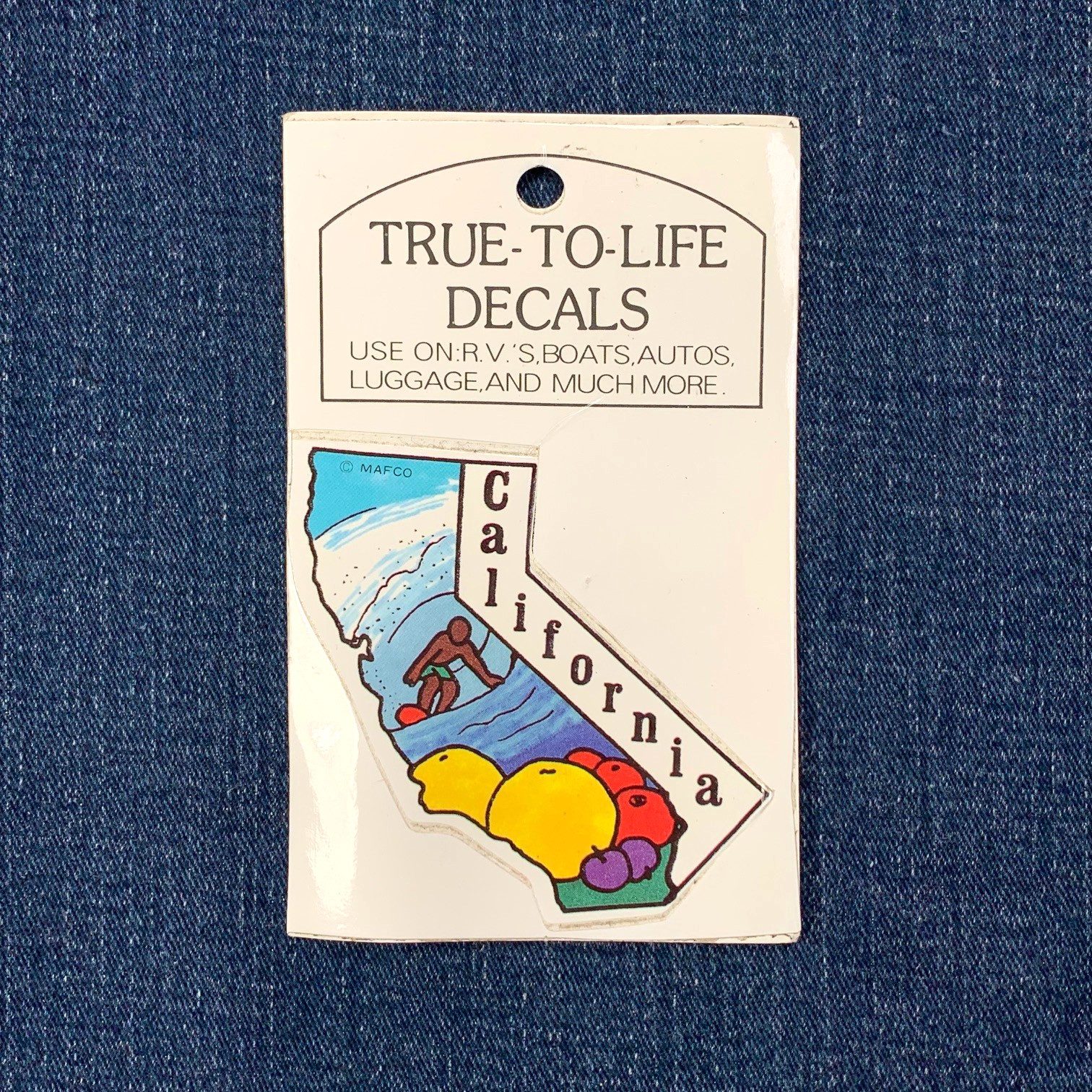 Vintage California Sticker True-To-Life Decals Surfing Beach Produce Farms Fruit