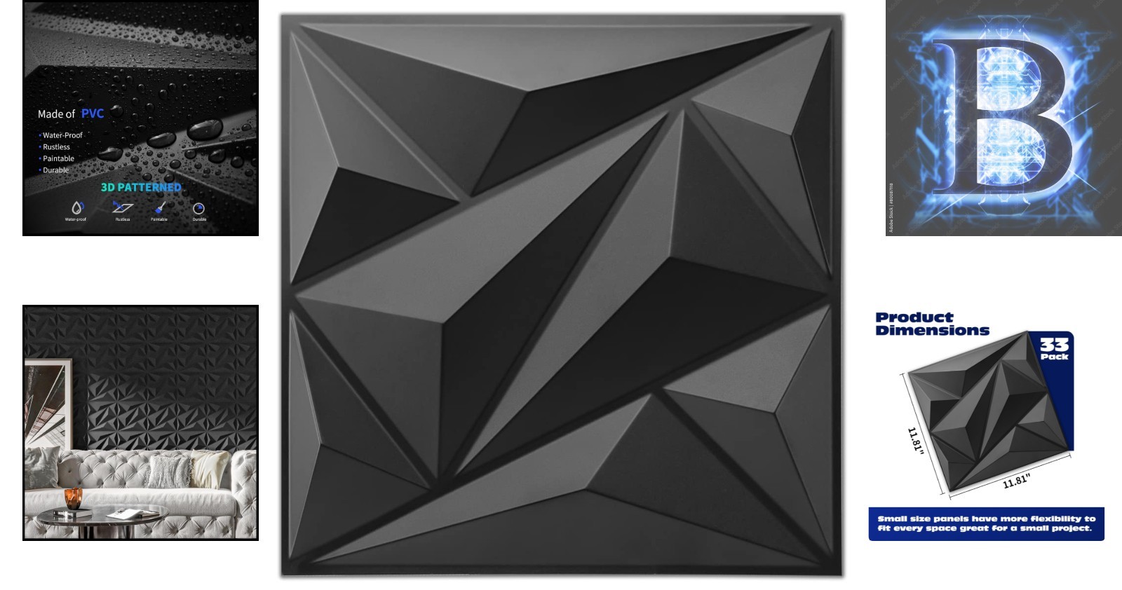 Commercial Grade 3D PVC Wall Panels – Elegant 33 Pack for Home or Office Décor