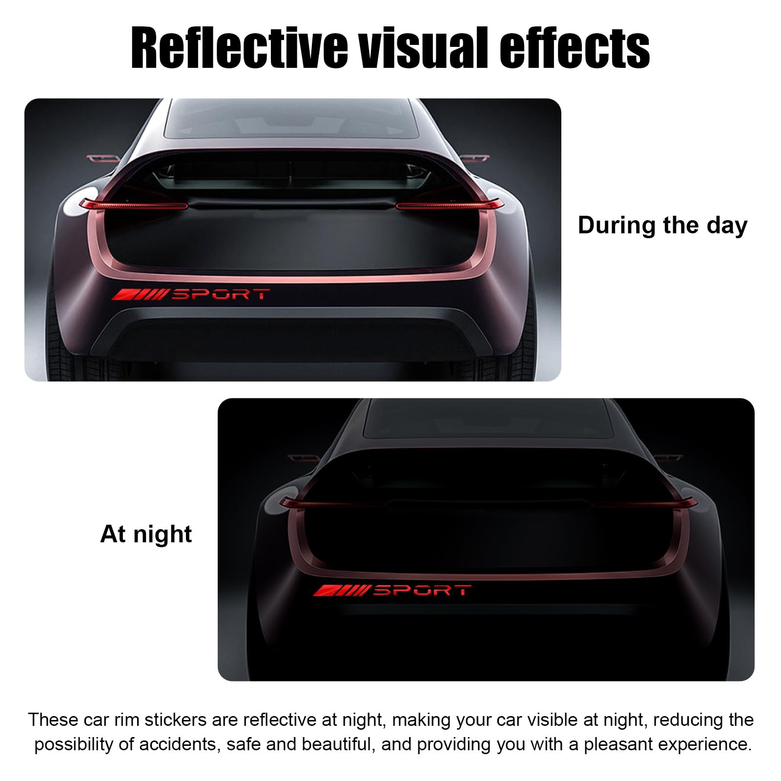 Car Decal Stickers, 14 PCS Reflective Sport Logo, Auto Wheel Rim Decor, Polye…