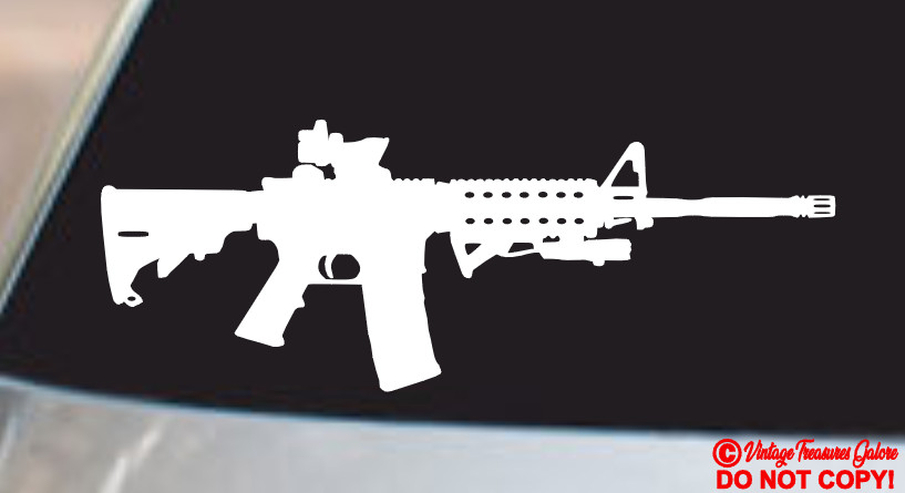 AR-15 Vinyl Decal Sticker Car Window Wall Bumper Gun Assault Rifle 5.56 2.23 2A