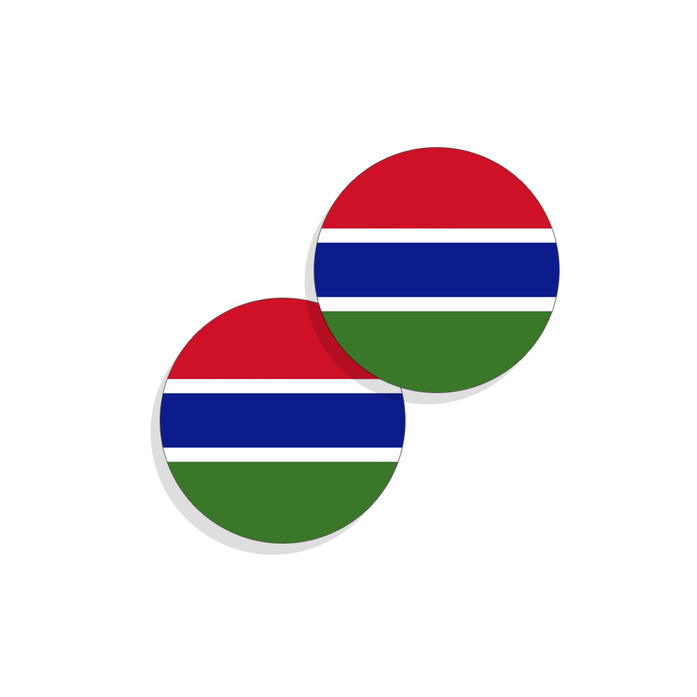 The Gambia Flag Stickers Flag Decals Round Indoor Outdoor Circles 4 pack