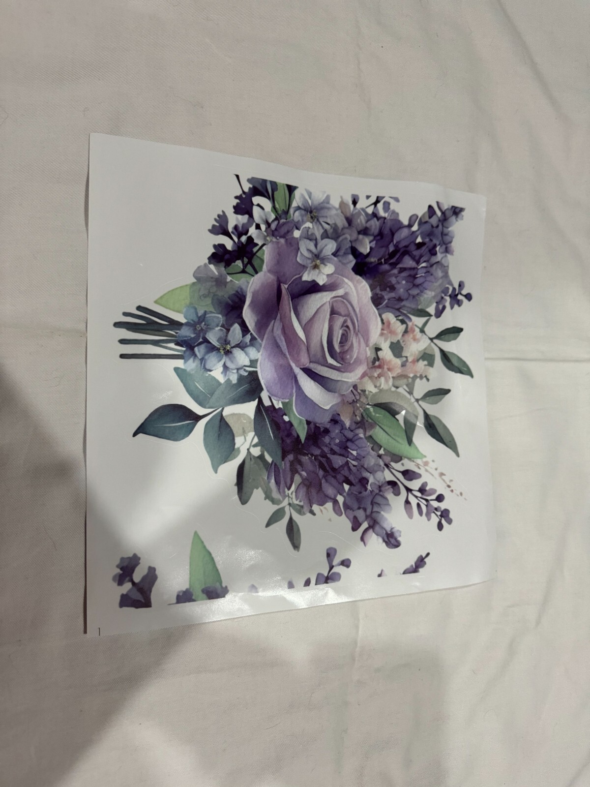 2 Toilet lid Stickers Decals Wall Sticker Size 11"x11"in ea Purple & Peach Roses