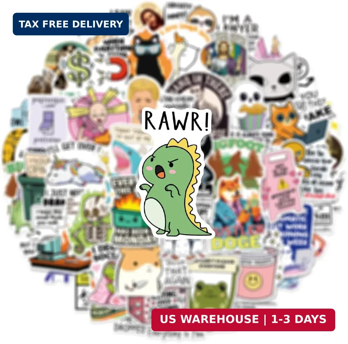 50pcs Funny Snarky Stickers Bulk,Prank Meme Sticker for Kids Teens Adults, Snark