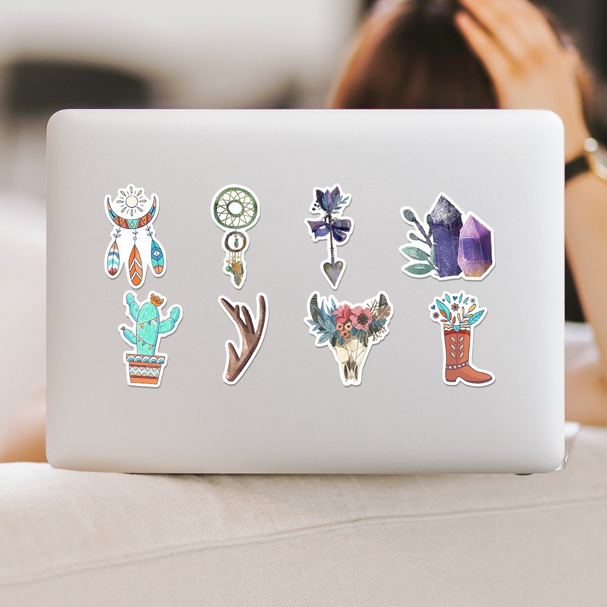 50pcs Waterproof Vinyl Stickers Retro Bohemian Fashion Luggage Phone Laptop Car