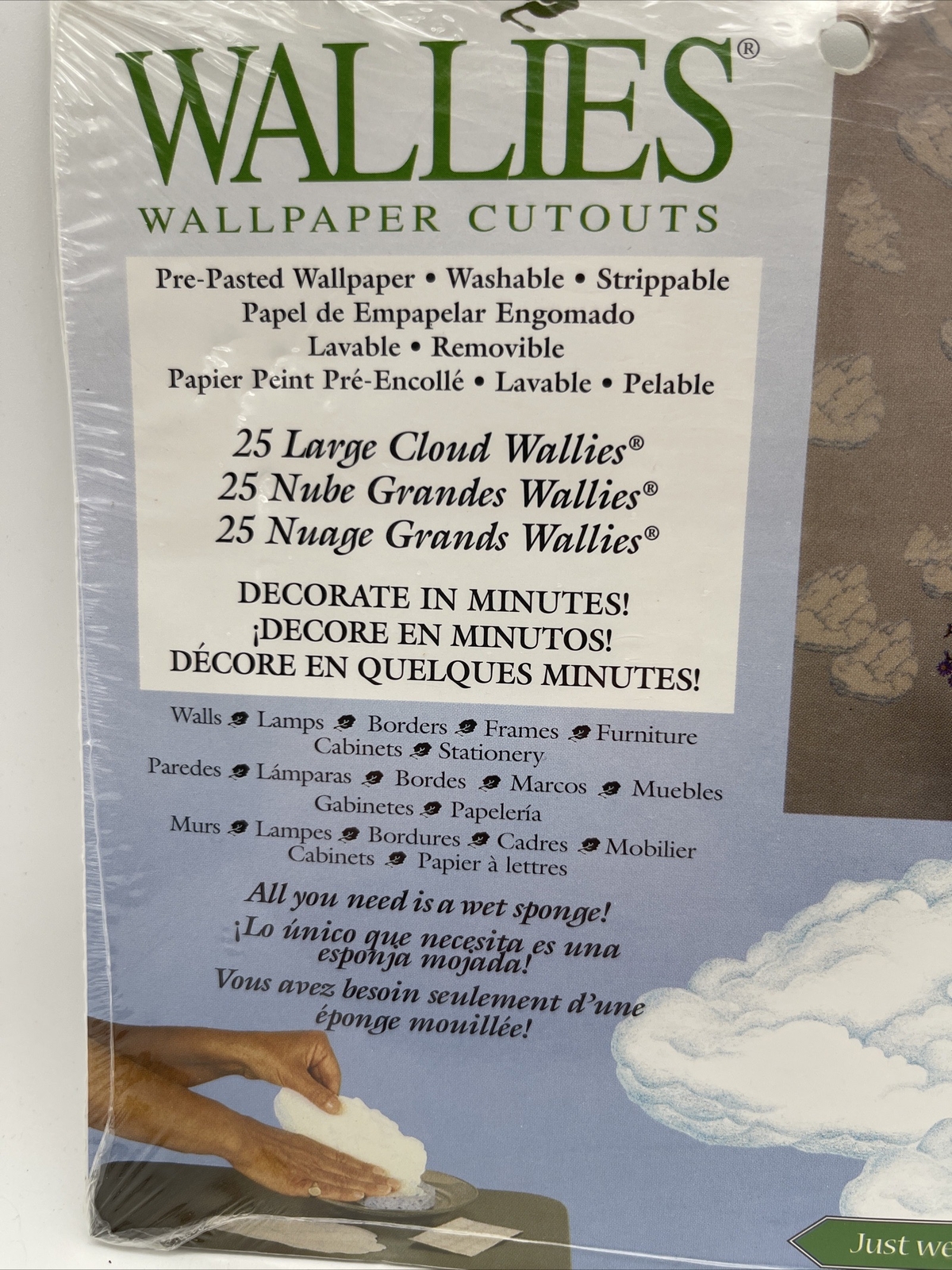 Wallies Wallpaper Cutouts 25 Large Clouds (6.5in X 3.5in) Pre-pasted Washable