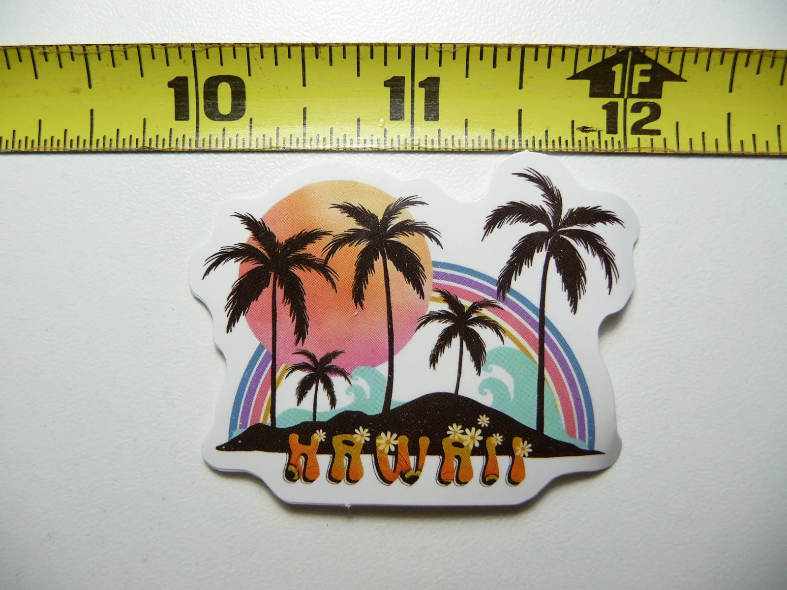 HAWAII RAINBOW PALM TREE WAVES SMALL STICKER DECAL TROPIC SCENE VACATION TRIP