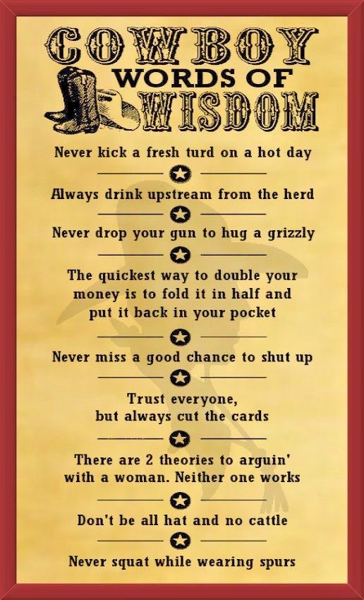 Cowboy's Wisdom 5" X 8" Laminated Magnetic Sign/Poster