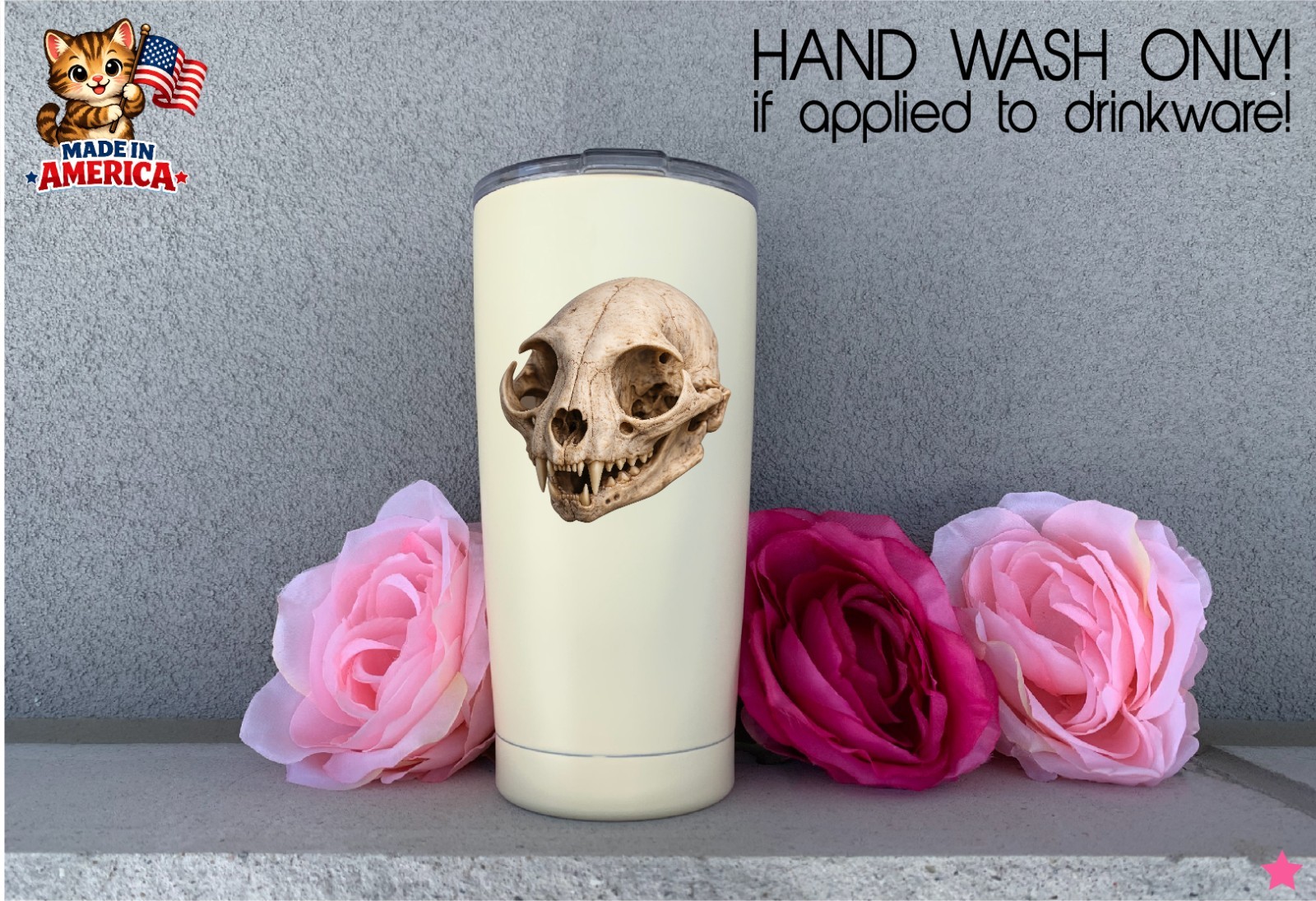Cat Skull Decal Sticker Realistic Skeleton Bones Goth Oddities Feline Vet RVT
