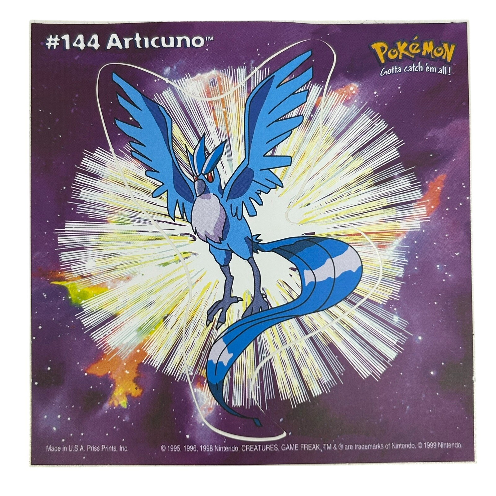 Pokemon Collect ’em Stick-Ups Articuno #144 Large 4” Sticker Priss Prints
