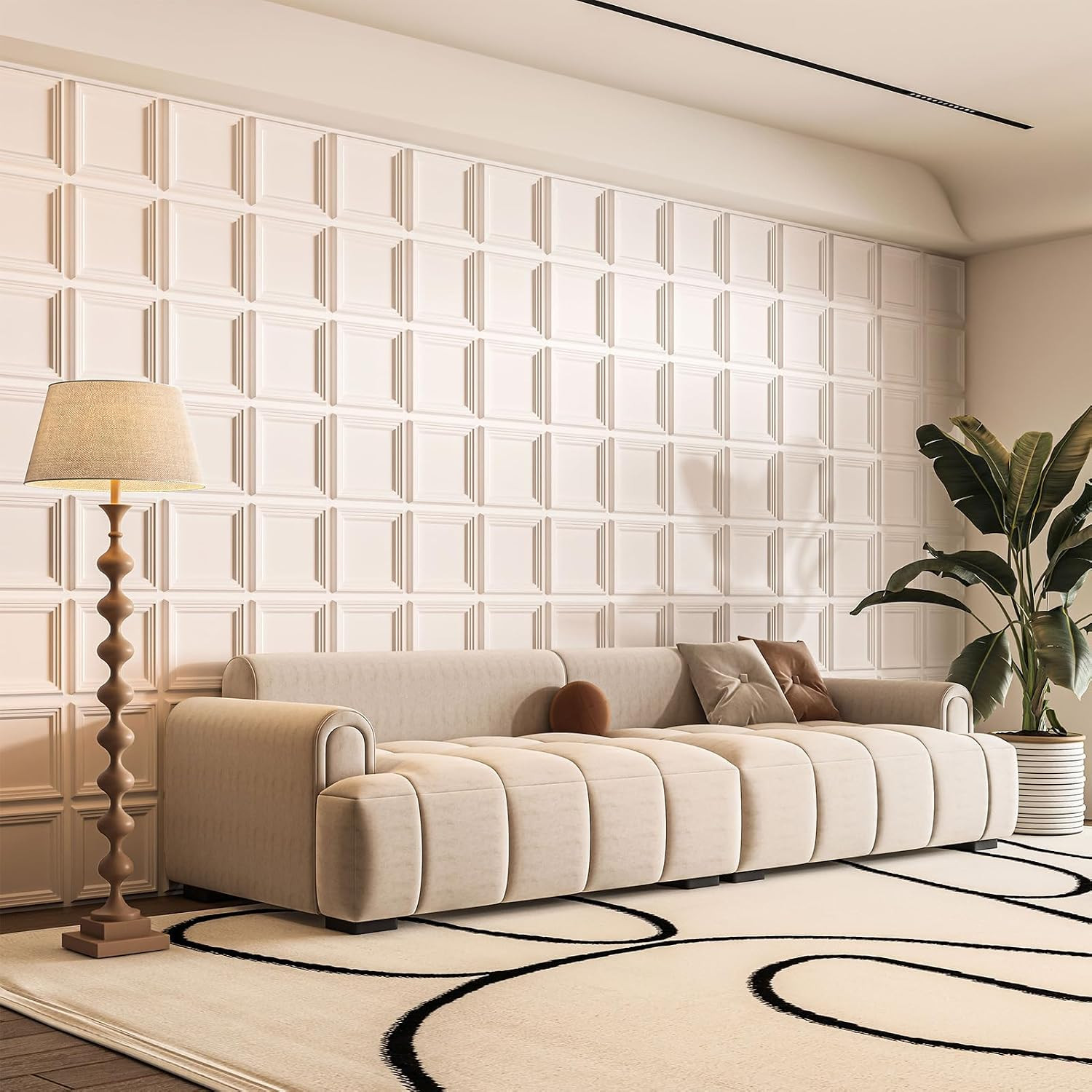 33-Pack Accent 3D Textured Wall Panels, 11.8 X 11.8 In, White | Wipe Clean, PVC,