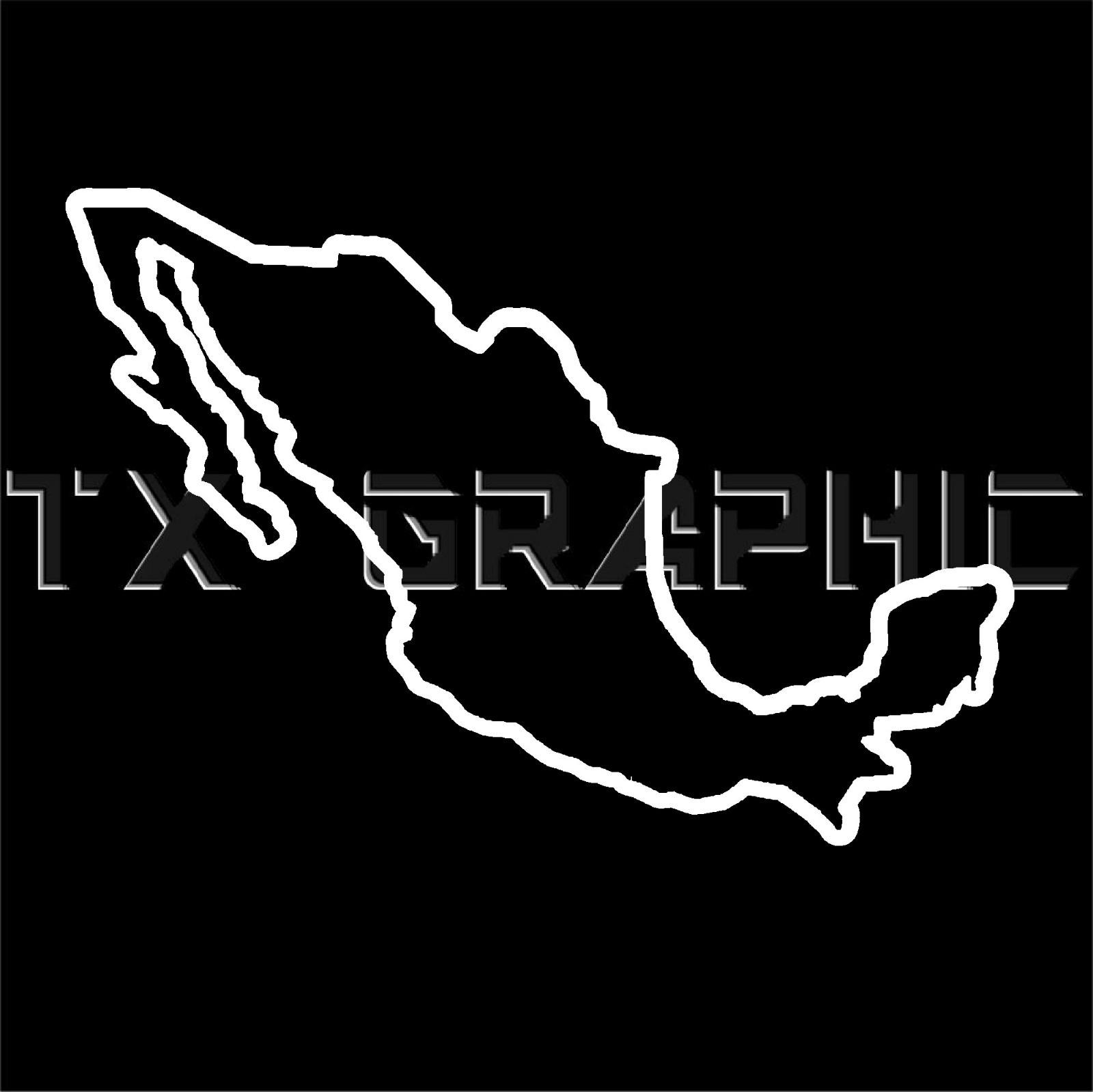 MEXICO STICKER MAP VINYL DECAL MX OUTLINE WINDOW