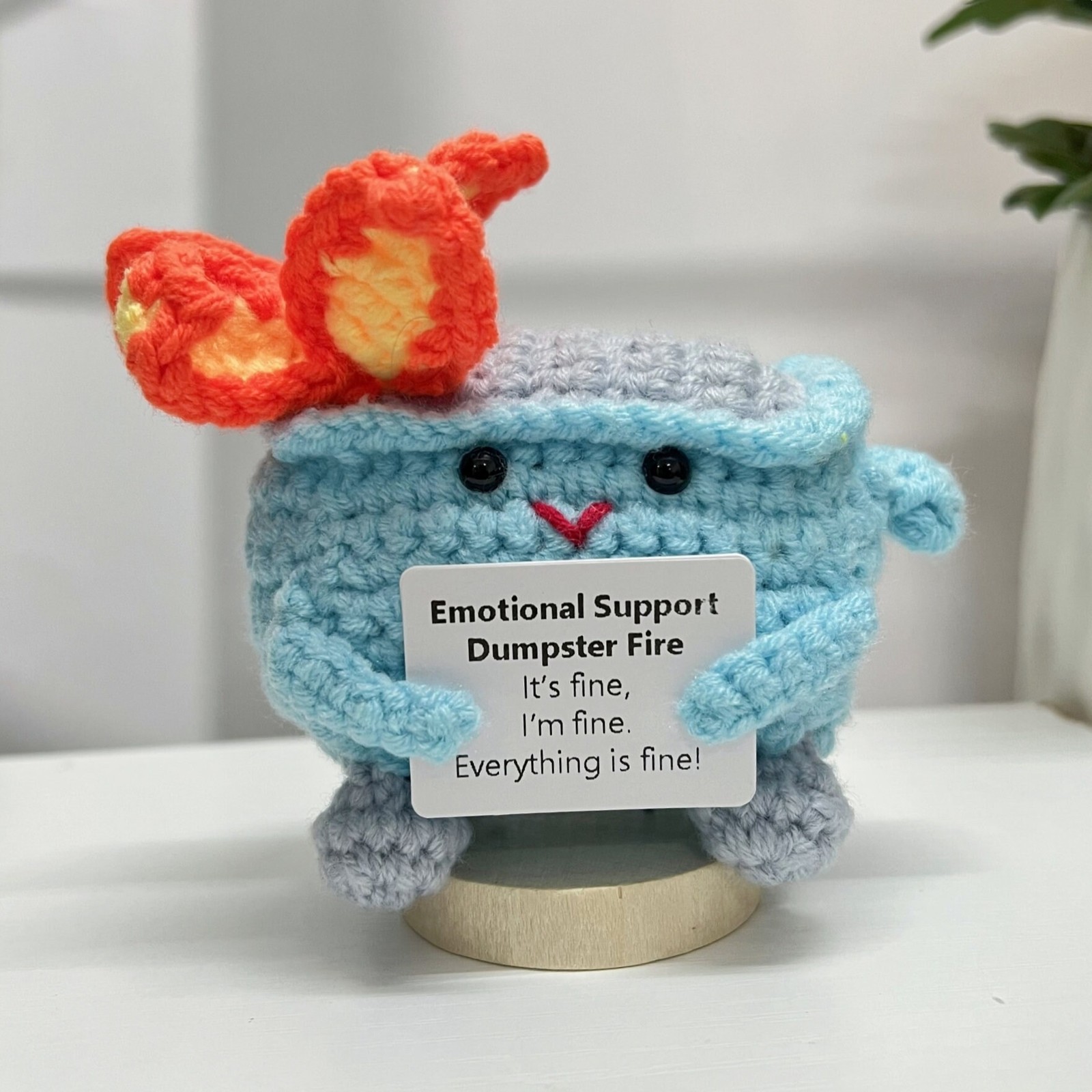 Crochet Dumpster Fire, Funny Burning Trash Can, Desk Decor Gift