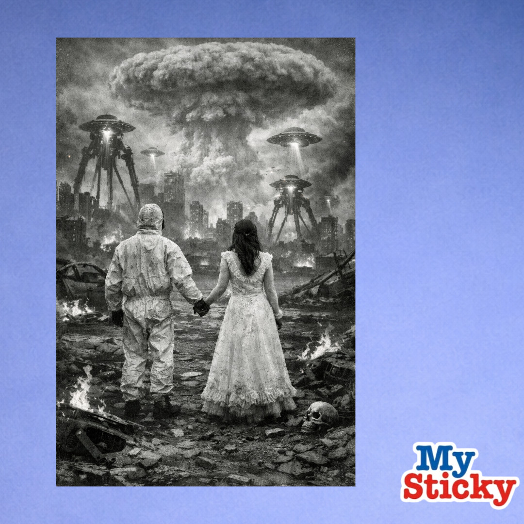 Post Apocalyptic Wedding Couple Removable Vinyl Decal Poster Wall Sticker Decor