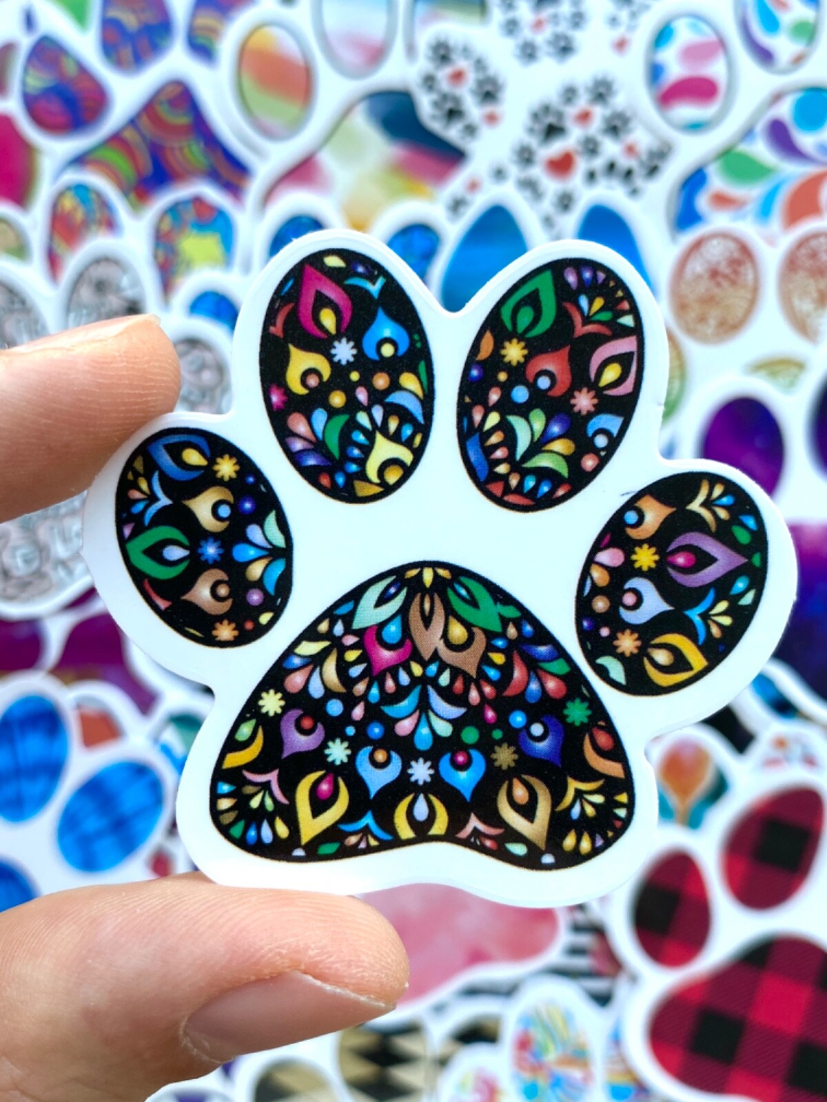 5-50 pcs Cat Dog Paw Stickers, Colorful Puppy Kitten 🐾 Laptop Car Phone Decals