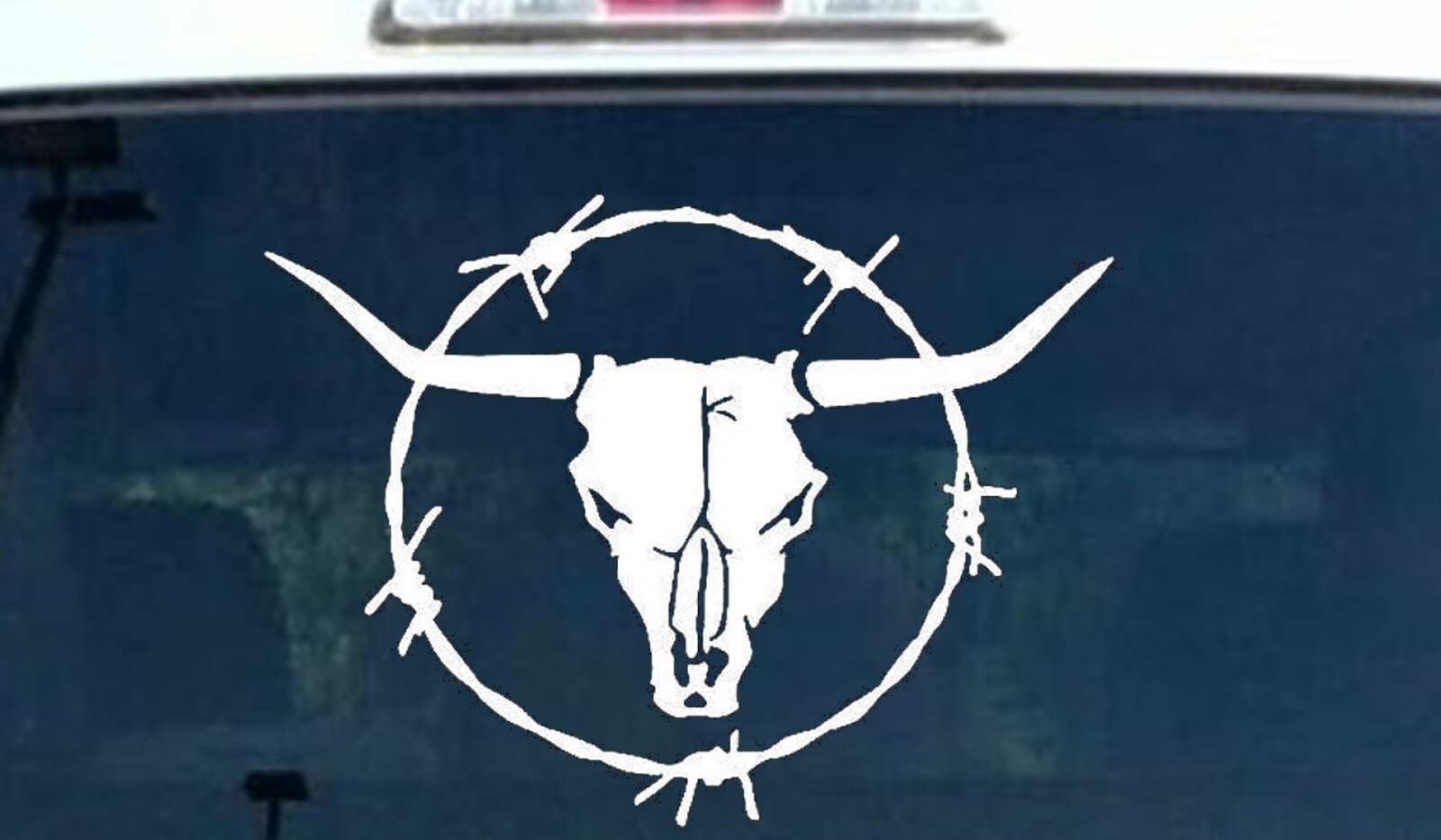Longhorn Bull Cow Skull Barb Barbed Wire Decal Sticker Truck Suv Trailer L1035