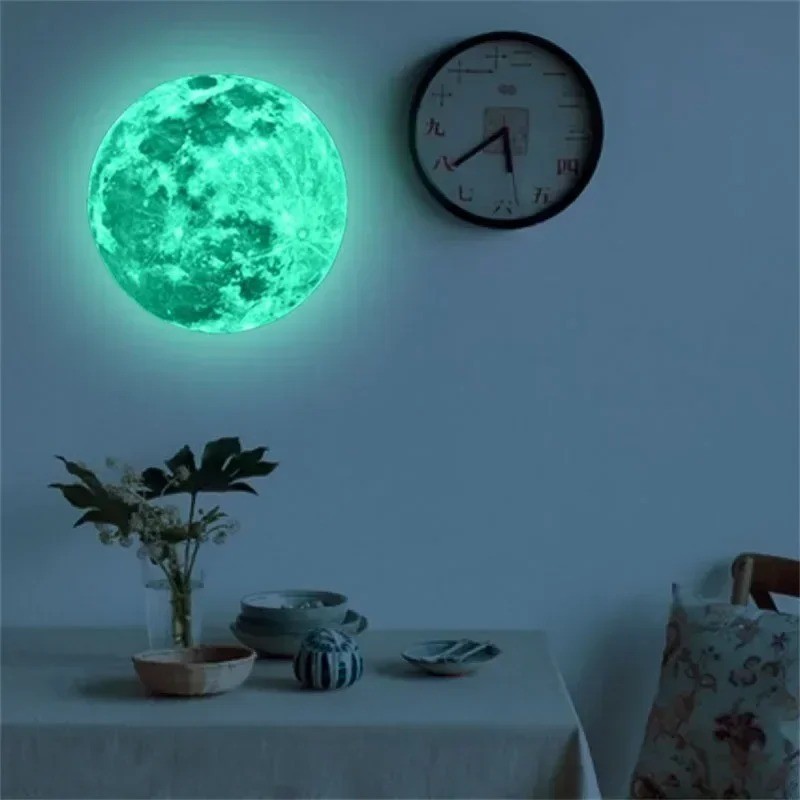 Creative 3D Large Moon Glow In The Dark Fluorescent Wall Sticker
