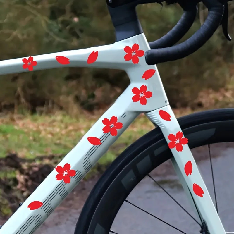 2PCS Sakura Cherry Blossom Sticker Waterproof Vinyl Decal for Bike Car Moto
