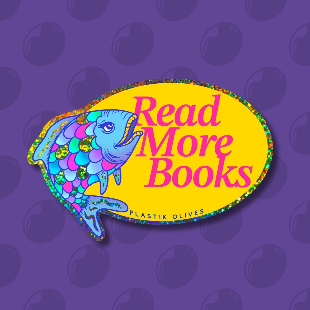 3.5 in. Rainbow Fish Bass Pro Read More Books Holographic Glitter Sticker