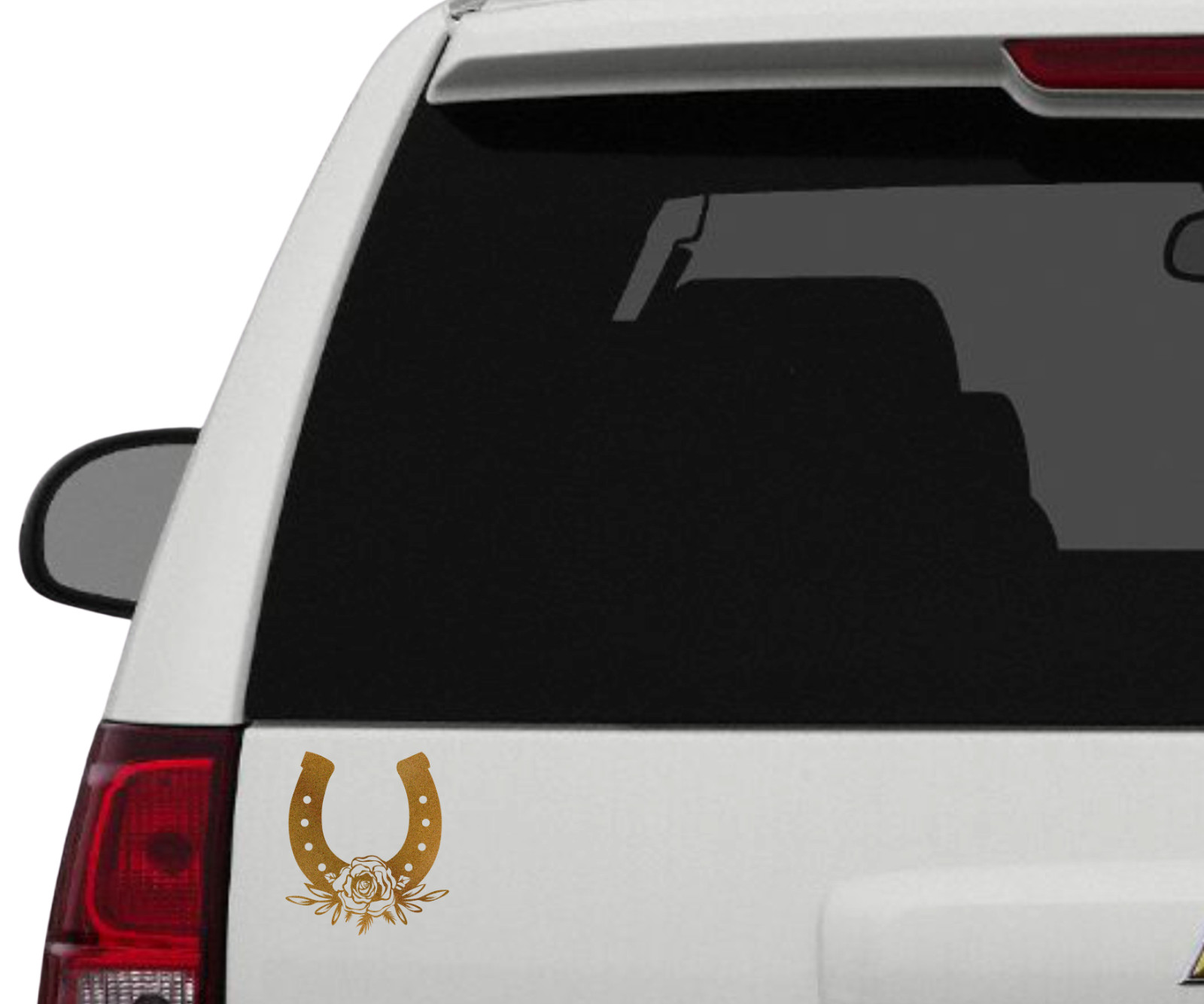 Floral Horseshoe Vinyl Decal Sticker Car SUV Truck Window Wall Tablet Laptop