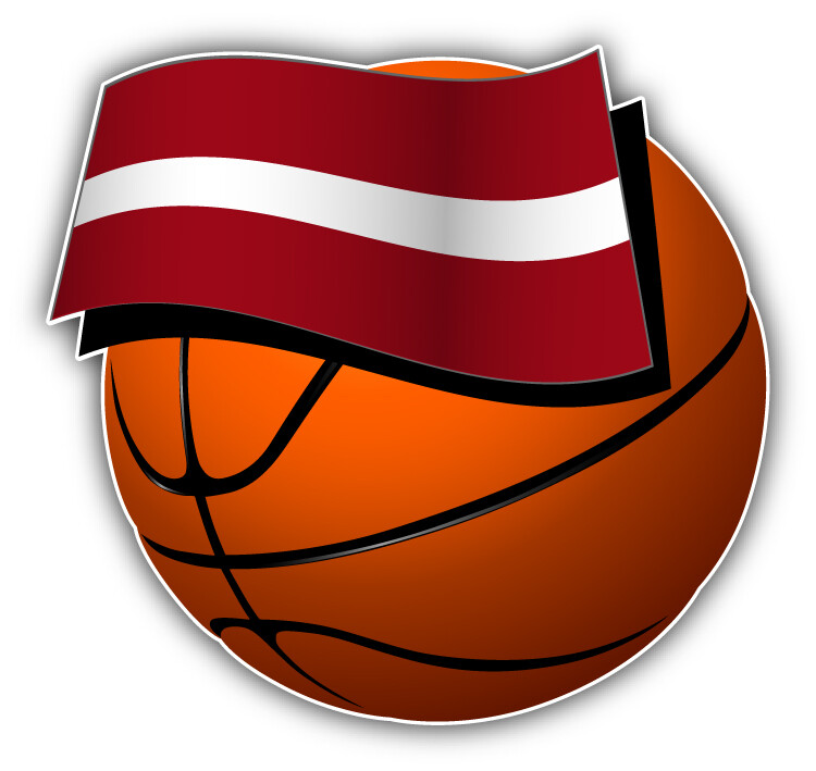 Latvia Flag On Basketball Ball Car Bumper Sticker Decal