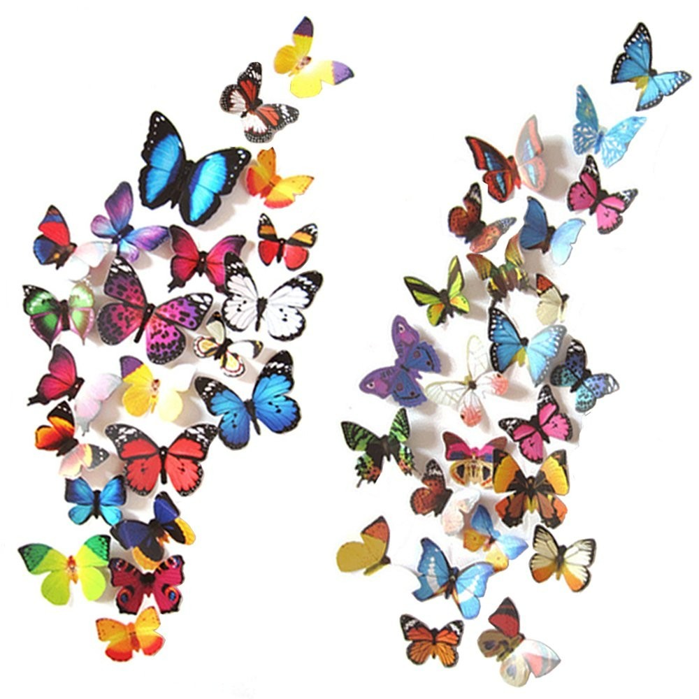 80 PCS Butterfly Wall Decor Waterproof Removable Reusable Wings Foldable PVC …
