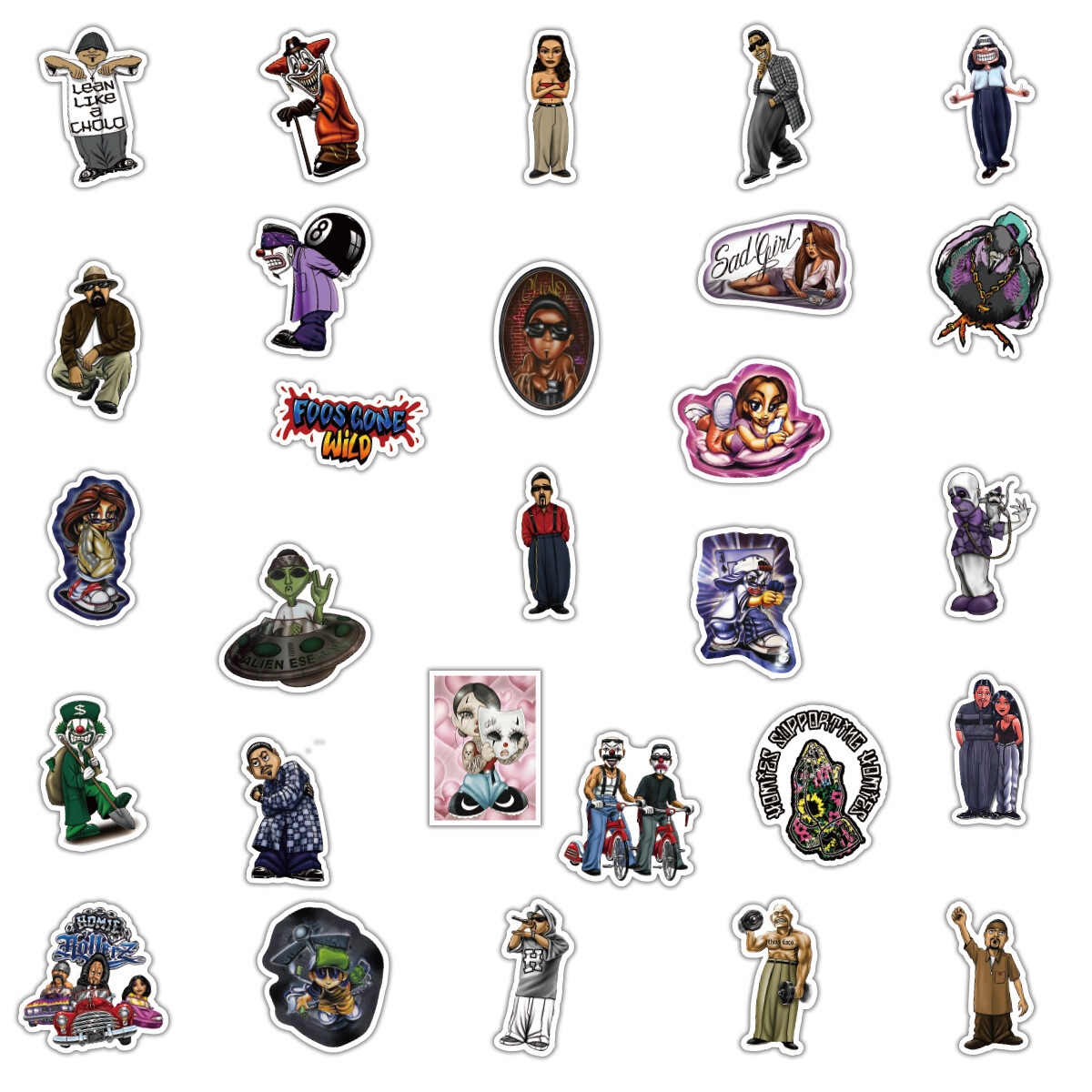 100Pcs Homies Sticker for Kids Teens Girls Scrapbooking Water Bottles