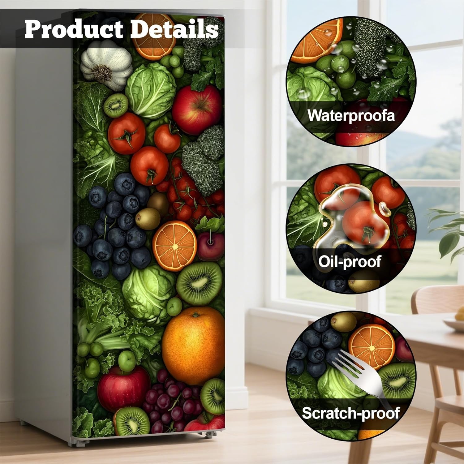 Self-Adhesive Refrigerator Wrap Set – Removable Vinyl Fridge Stickers, Peel &…