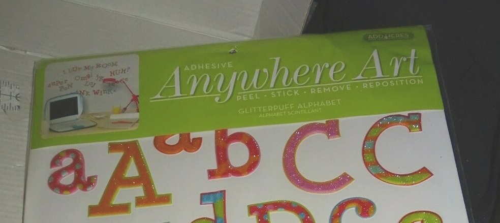 Add-Here Anywhere Art Glitterpuff Alphabet Rainbow Peel Stick Remove Reposition