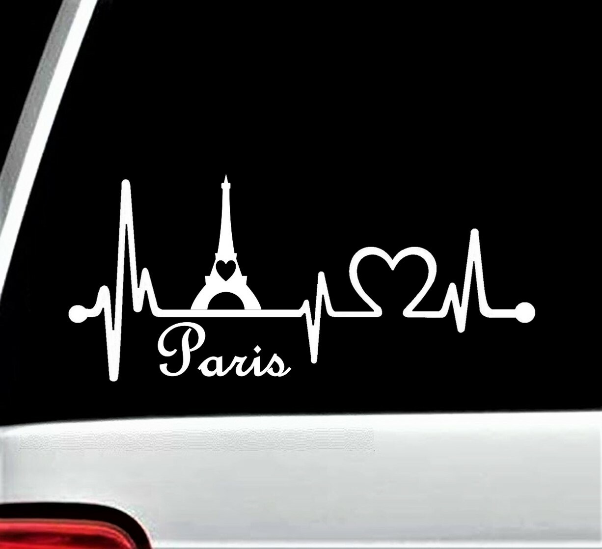 Eiffel Tower Paris France Heartbeat Lifeline Decal Sticker Car Window | BG 564