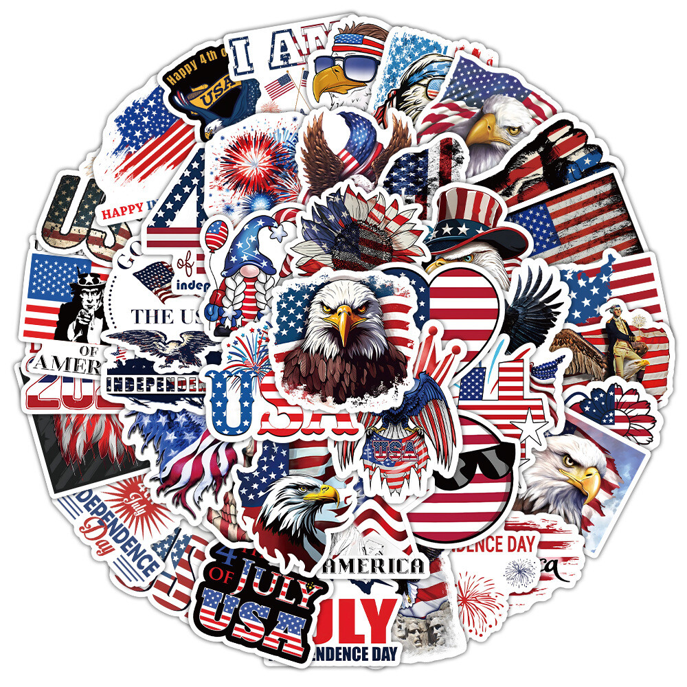 100Pcs July 4th Independence Day Sticker for Adults Teens Girls Water Bottles
