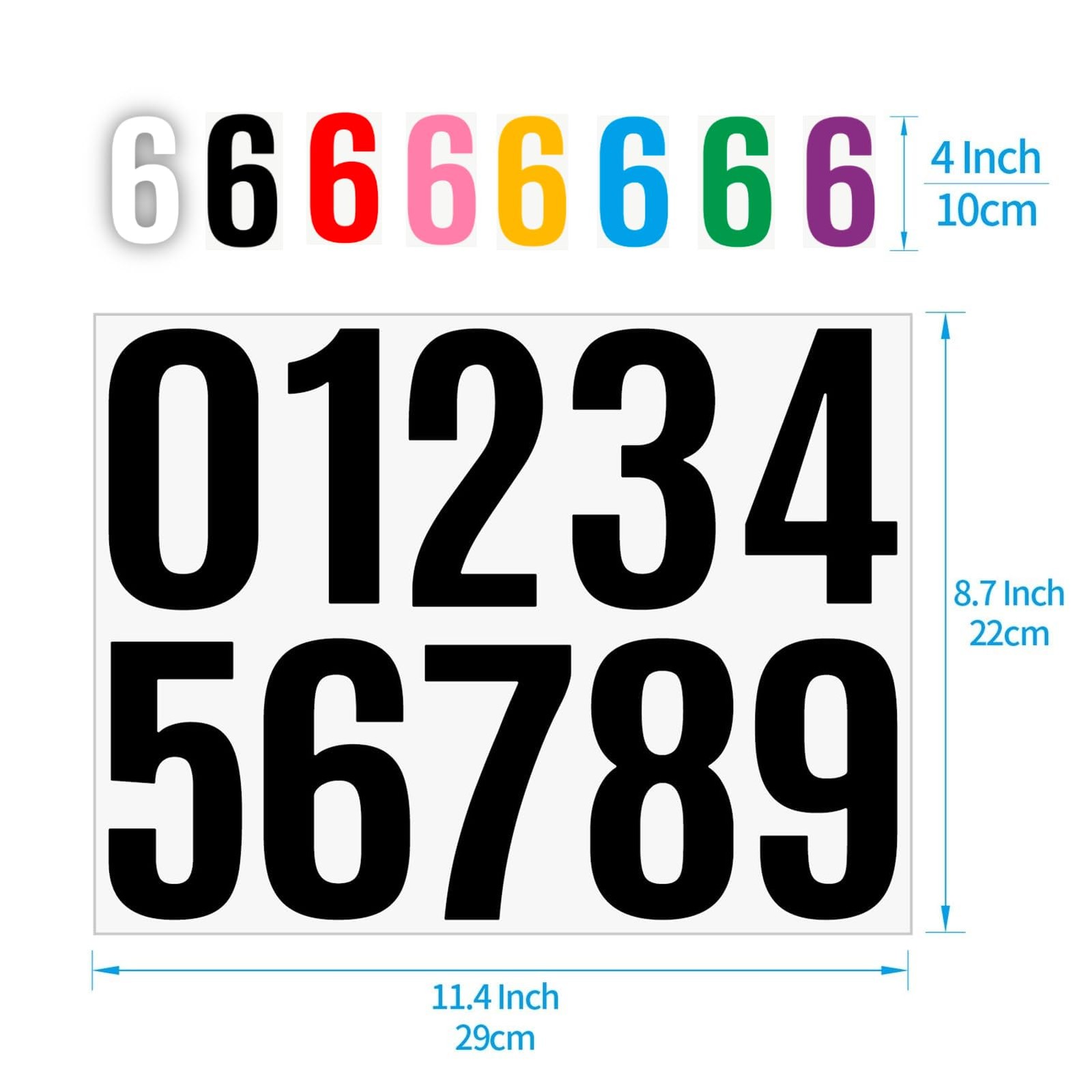 4 Inch Black Vinyl Number Stickers 10 Sets 100 Pcs Self Adhesive for House Si…