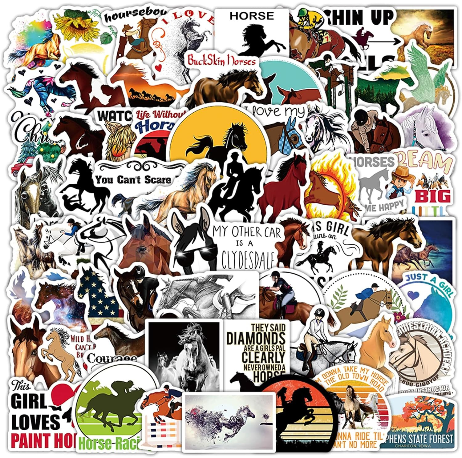 Cowboy Cowgirl Stickers 100PCS, Western Decals Vinyl Waterproof for Kids Adults,