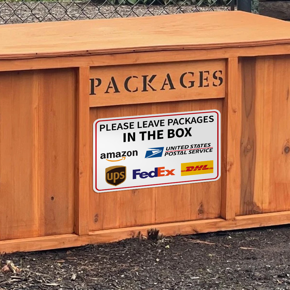 2-Pack Please Leave Packages In The Box Delivery Sign Sticker Vinyl Decal
