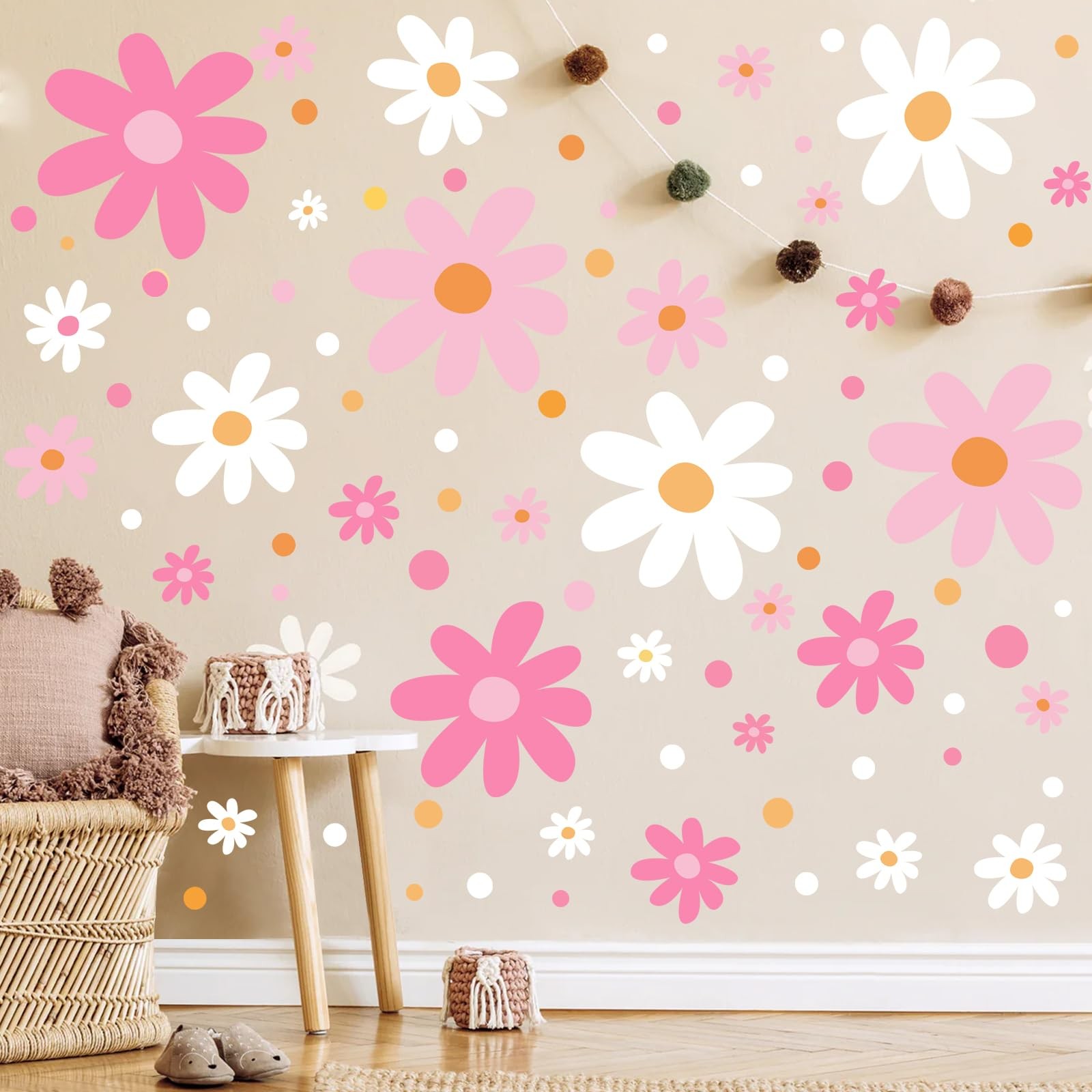 Glow in The Dark Big Daisy Wall Decals，Glowing Luminous Large Cute Daisy Wall…