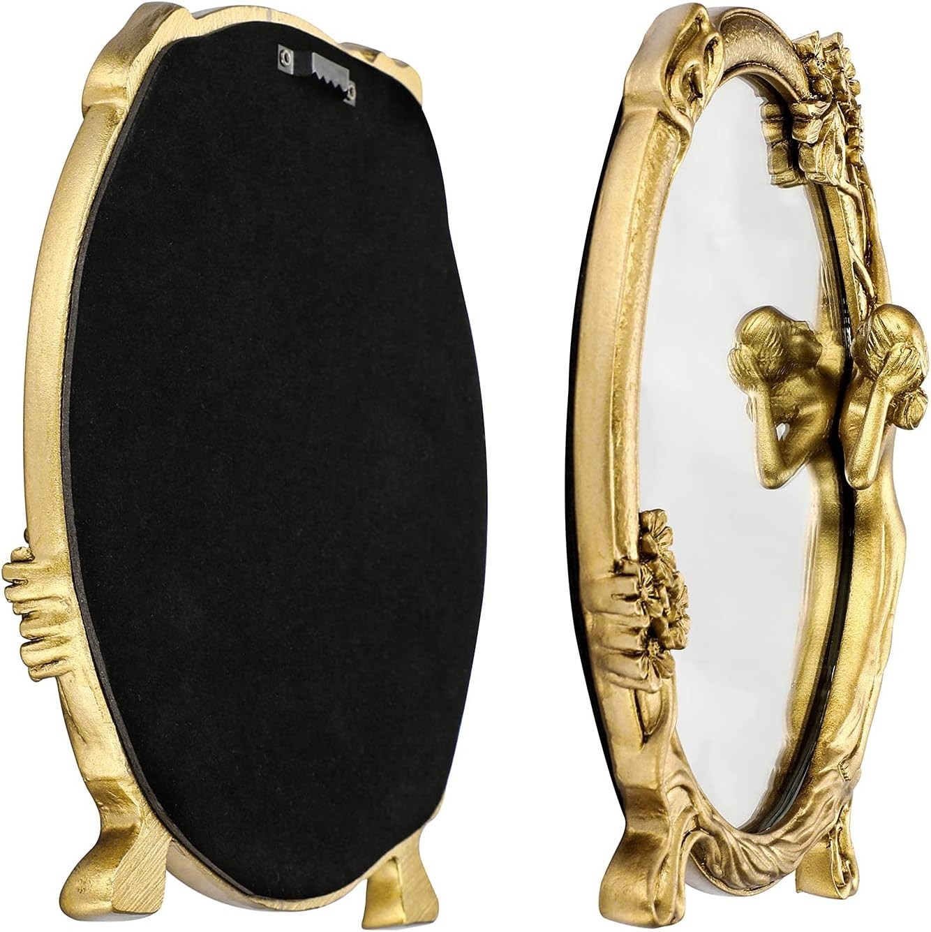 Antique Gold Small Decorative Mirror for Wall and Desktop, Vintage Cosmetic Mir
