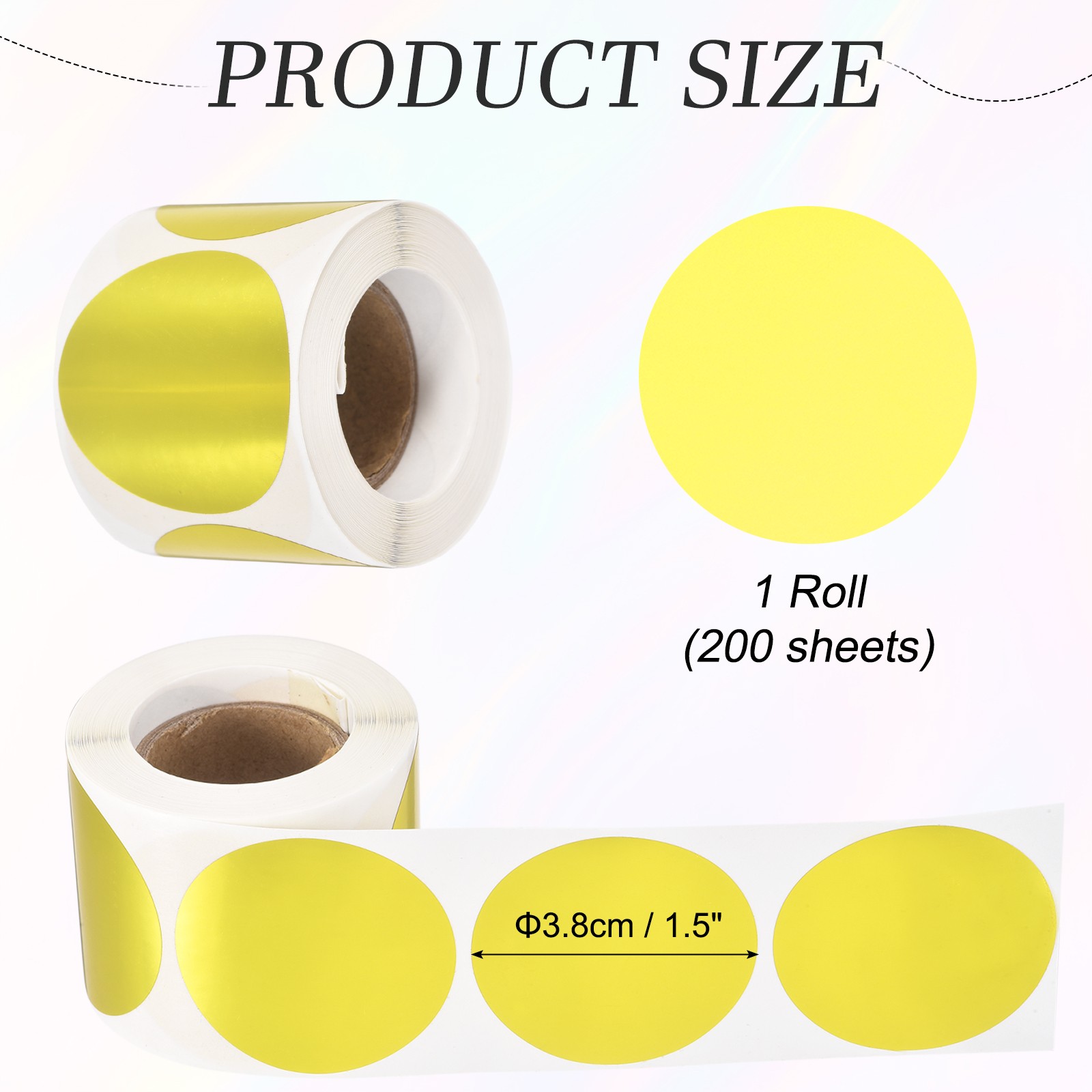 200pcs Round Thermal Label 1.5×1.5" Self-Adhesive Thermal Stickers Gold