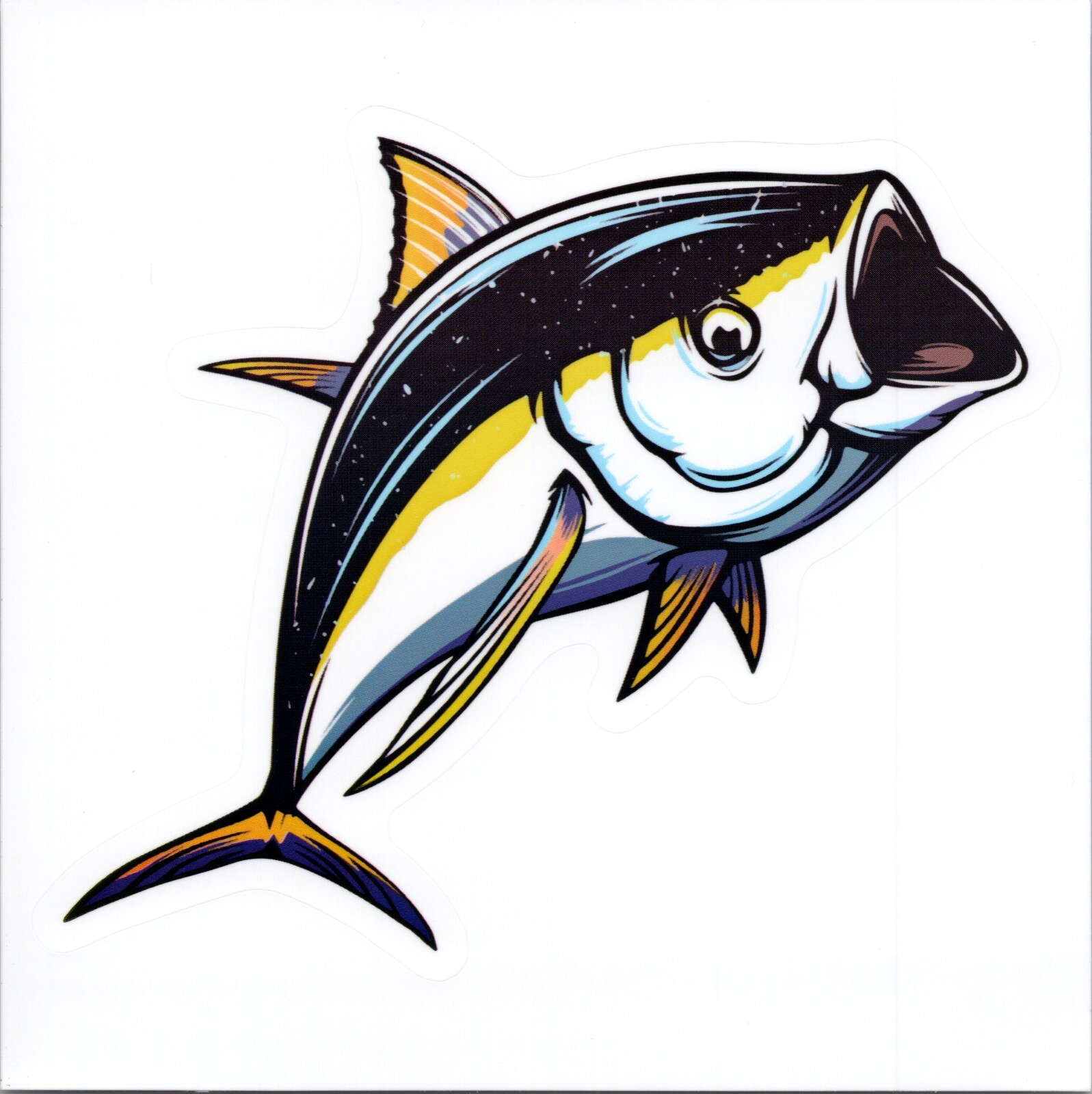 HERE FISHY FISHY ~ GAMEFISH ~ FISHING – Vinyl Sticker – 3.75in x 4.25in