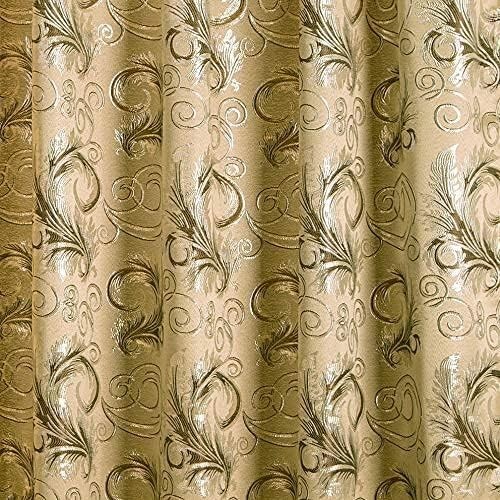 Luxury Jacquard 2 Panel Curtain Set with Valance & Backing – Taupe, 55×84
