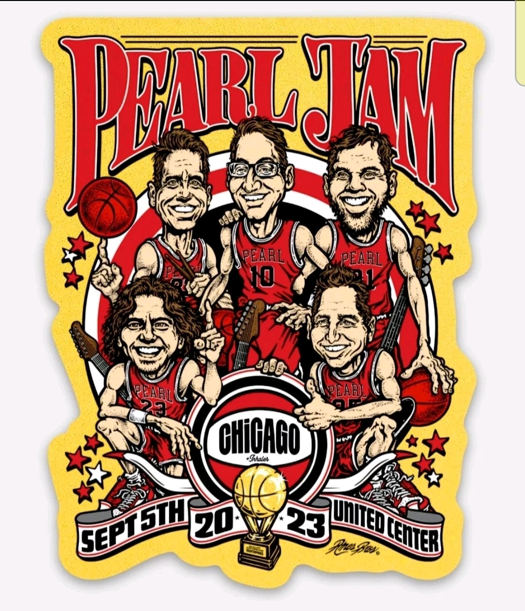 Pearl Jam Die-Cut Vinyl Sticker & Magnet Set 2023 Tour Chicago Bulls 9/5/23