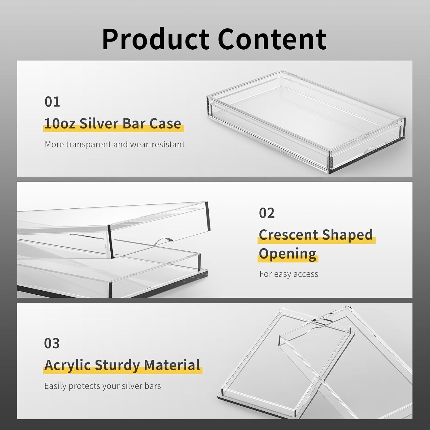 10Oz Silver Bar Holder – 5Pcs Capsule Storage Container for 10 Ounce Bars