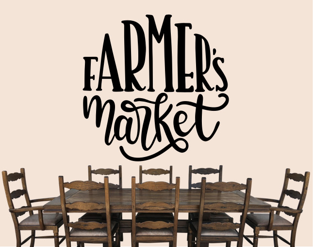 Farmer's Market 22" Large Wall Vinyl Decal Custom Made Die Cut Your Color Choice